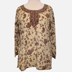 Cream / Beige Color 3/4 Sleeve Top